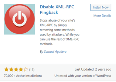disable xml rpc pingback plugin