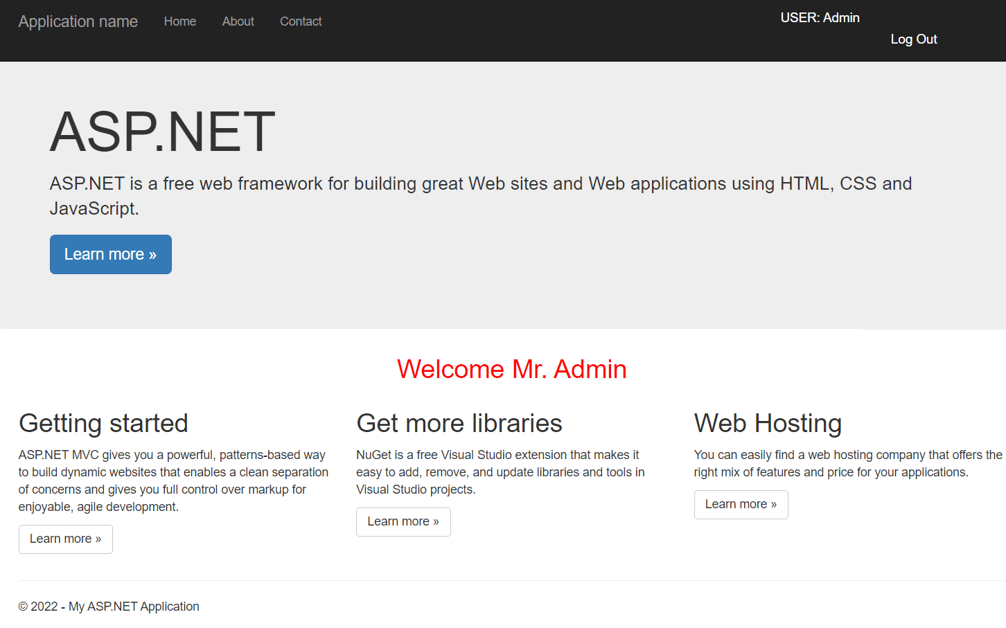 ASP.NET MVC Welcome Page