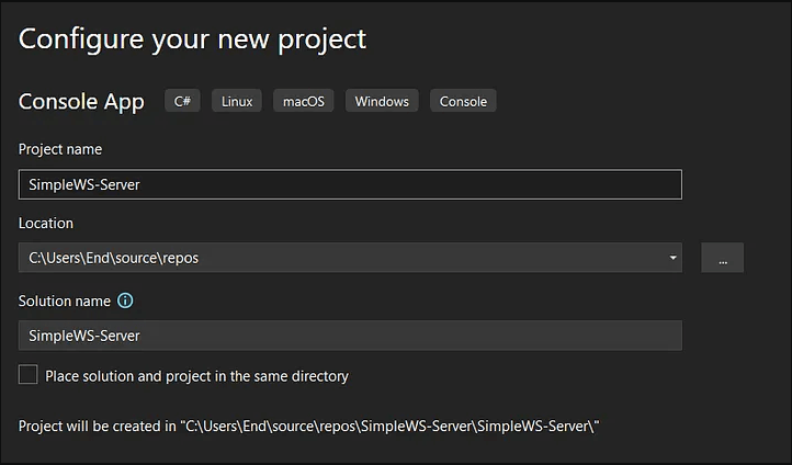 configure simplews server project