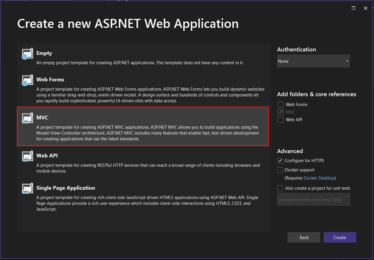 Create New ASP.NET Web Application