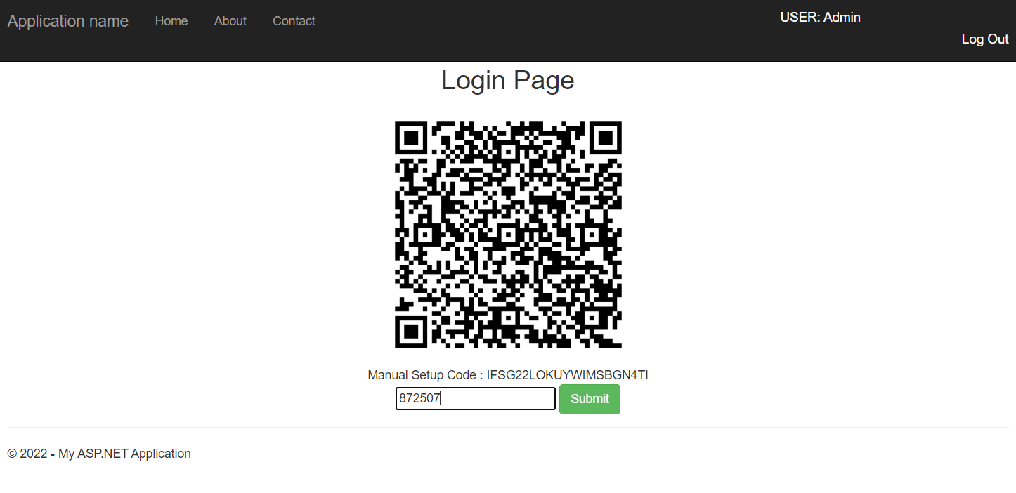 Enter Authenticator Code in Login Page