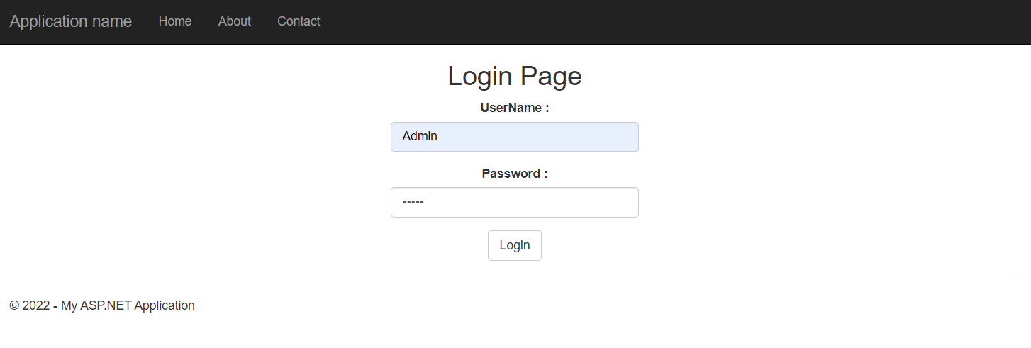 Login Page ASP.NET Application