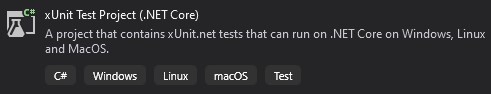 xunit test project net core